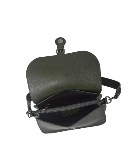 Шкіряна жіноча сумка через плече 3340Dark green