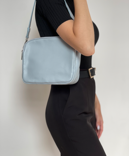Шкіряна жіноча сумка крос боді 7028 Blue