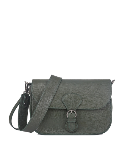 Шкіряна жіноча сумка через плече 3340Dark green