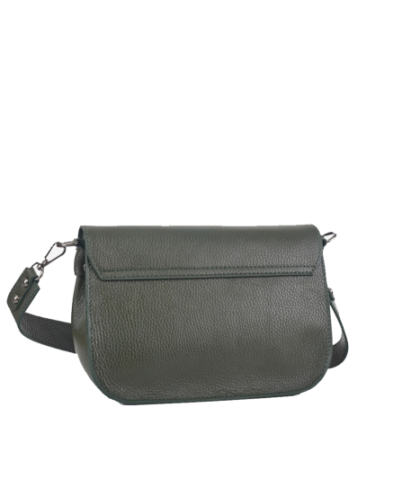 Шкіряна жіноча сумка через плече 3340Dark green