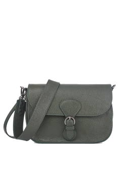 Шкіряна жіноча сумка через плече 3340Dark green