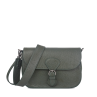Шкіряна жіноча сумка через плече 3340Dark green